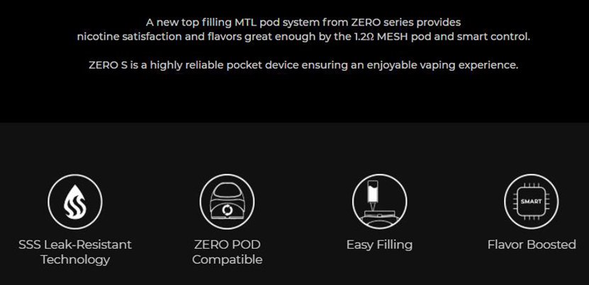 Vaporesso Zero S Kit Features